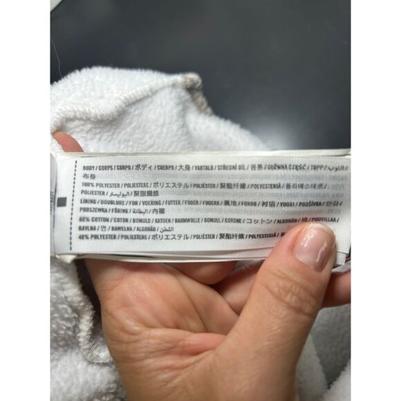 Abercrombie & Fitch Asymmetrical Snap-Up‎ Fleece, Ivory/Beige, Size Medium - Picture 6 of 9